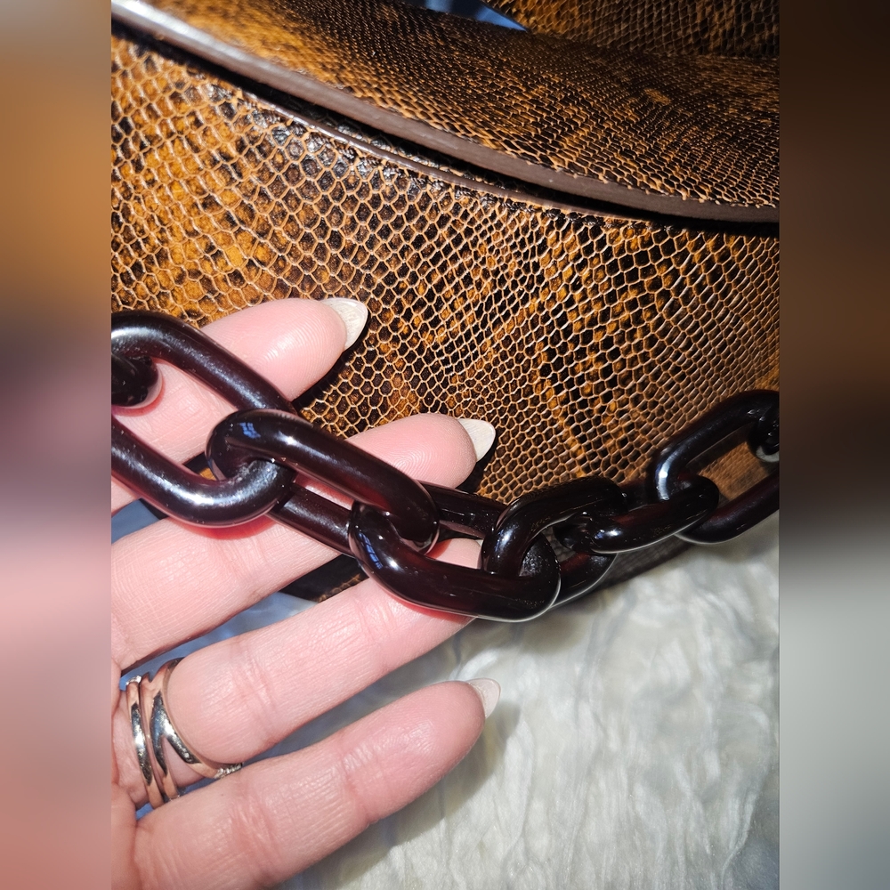 Yuzefi Doris Brown Snake Skin Pattern Bag-EUC - Picture 4 of 15